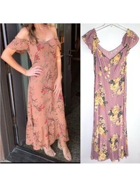 Reformation  Butterfly Midi Dress in Gwenyth Rose Floral Pink Sz 10